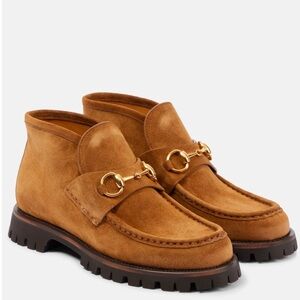 GUCCI Sylke horsebit-detailed suede ankle boots